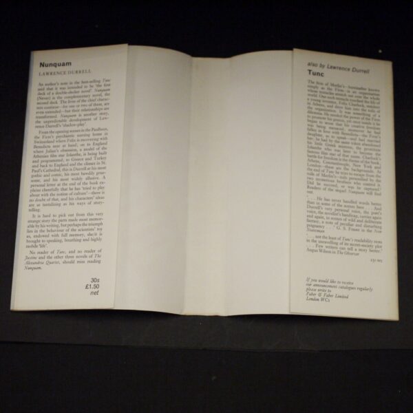 * SIGNED COPY * Lawrence Durrell Nunquam 1st UK Edition in D/J 1970 - Image 6