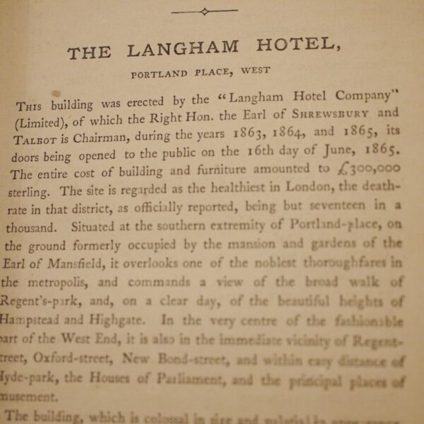 * Rare * The Langham Hotel Guide To London 1867 in Full Leather Binding - Image 6