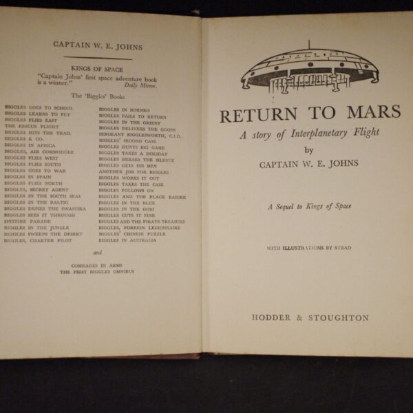 W.E. Johns Return To Mars 1st Edition Laminated Boards 1955 - Image 3