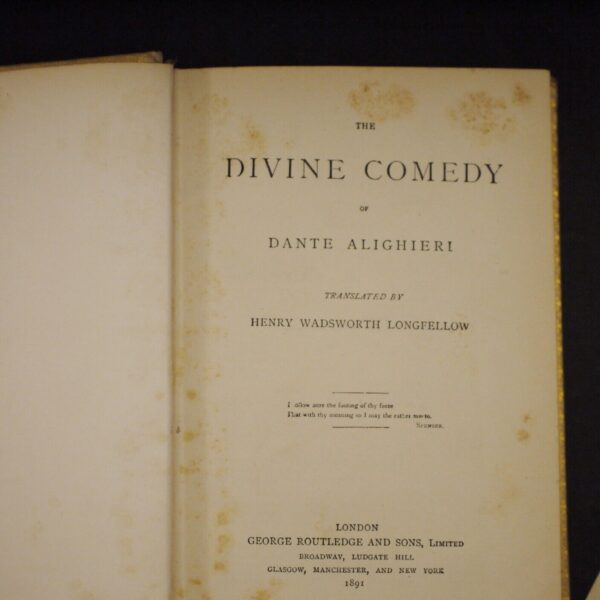 * Fine binding * The Divine Comedy of Dante (Translated By Longfellow) 1891 - Image 6