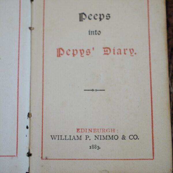 * Rare * Peeps Into Pepys Diary 1883 Published By William Nimmo Edinburgh - Image 5