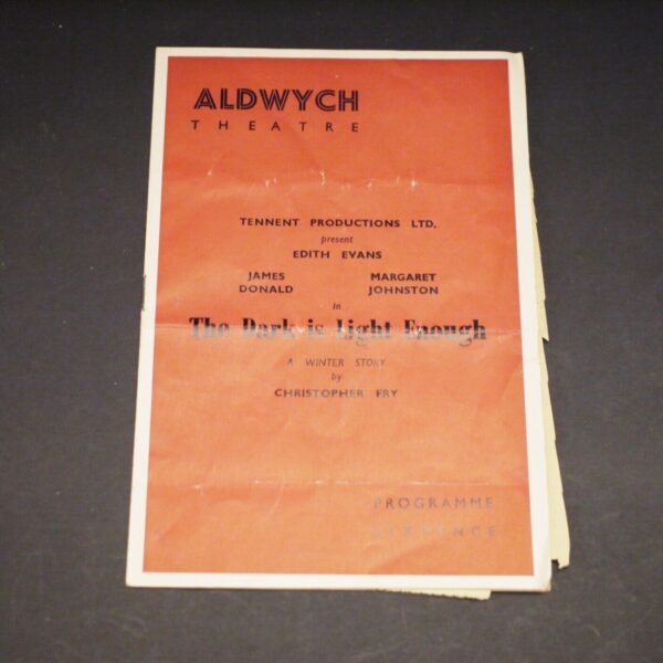 The Dark is Light Enough (Play) with Programme + Signed Edith Evans Letter 1954 - Image 3