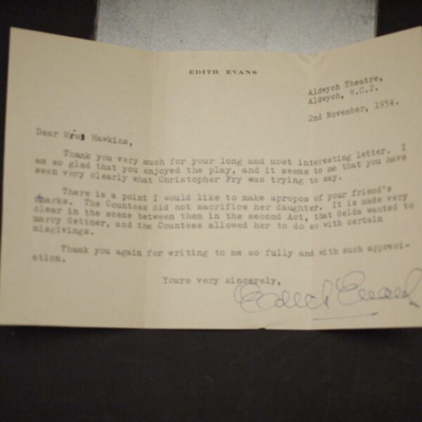 The Dark is Light Enough (Play) with Programme + Signed Edith Evans Letter 1954 - Image 7