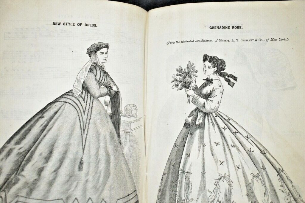 Godey's Lady Book and Magazine Year 1866 with **12 hand coloured