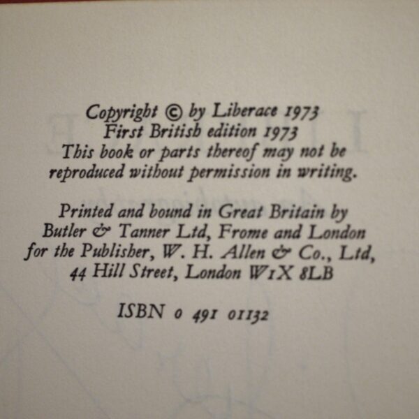 ** SIGNED ** Liberace An Autobiography 1st UK Edition in D/J 1973 - Image 6