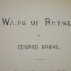 * Rare * Edward Banks Waifs of Rhyme First Edition 1884 - Image 3
