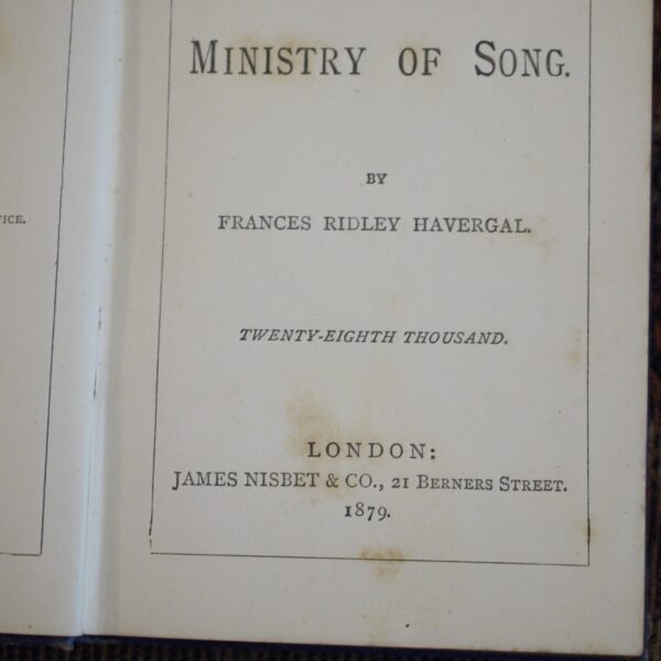 1879 Frances Ridley Havergal- The Ministry of Song Miniature Book 12cm by 9cm - Image 4